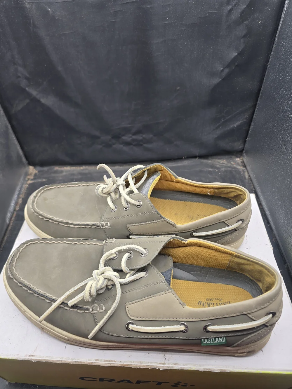 Eastland Gray Men’s Boat Shoes with White Laces
